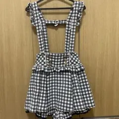 LIZLISA ギンガムツイードサスペンダー付きスカパン