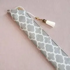 ハンドメイド　扇子入れ　扇子ケース　扇子袋　モロッカン　ライトグレー