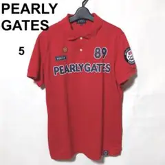 パーリーゲイツ 高機能 ポロシャツ 5/PEARLY GATES ロゴ ワッペン