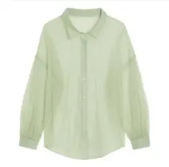 【新品タグ付】GU シアーシャツ　シースルー　ブラウス　ライトグリーン　長袖