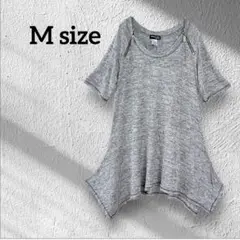 グレー ドレープ Tシャツ 【M】 オーバーサイズ ジッパーがアクセントに♪