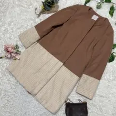 美品 センスオブプレイス ノーカラー コート ウール キャメル 36 Sサイズ