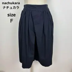 ナチュカラ トレンチパンツ F ネイビー ガウチョパンツ ワイドパンツ