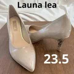 【美品】ラウナレア　パンプス 23.5 ベージュ ポインテッドトゥ　マーブル