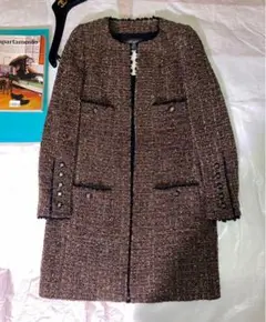 シャネルCHANEL 美品 ツイード ノーカラーコート ジャケット 94A