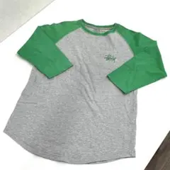 h593 STUSSY ステューシー　ラグラン　7分丈　カットソー　グリーン　S