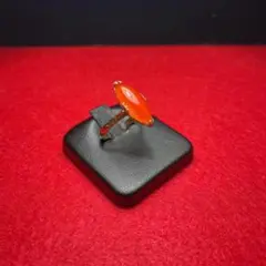 【ヴィンテージ】アンティークストーンリング オレンジ 天然石 レア r3