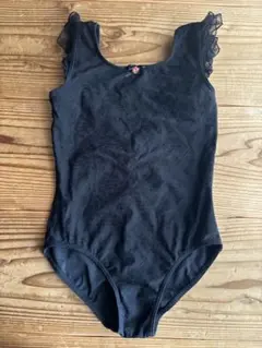 チャコット 130 黒いフリル付きレオタード