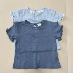 H&M フリル袖 Tシャツ 2枚セット 74cm