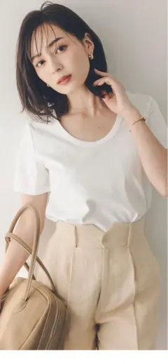 アニュアンス anuans シルクタッチ　コットンUネックT