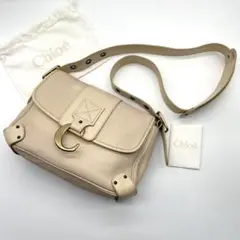 極希少✨クロエ ショルダーバッグ Cロゴ 肩掛け可 レザー シボ革 ベージュ