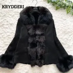 美品 クリュドリィ 毛皮コート ムートン フォックスファー 黒 11号 L
