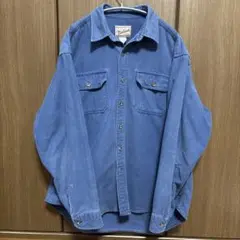 wool rich 青コットンシャツ