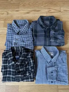 チェック柄長袖シャツ XL.XXL.L×2サイズ 4点セット