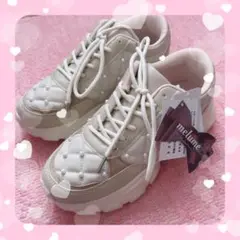 melume メルミー maki コラボ キルティング スニーカー パール