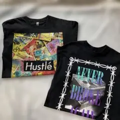 アメリカ　古着　半袖　Tシャツ Mサイズ　プリント　柄T 黒T 2枚　まとめ売り
