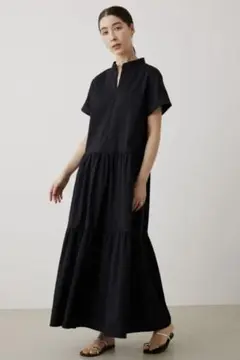 最終価格 新品 crie conforto スタンドカラーティアードワンピース