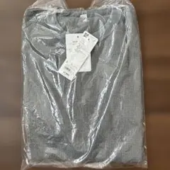 新品タグ付き　GU ウォッシュドワッフルボクシーT グレー L
