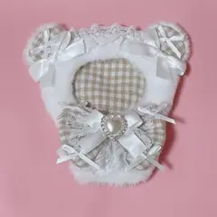 ぬいぐるみ ぬい服 着ぐるみ 10cmサイズ ギンガムチェック くま ベージュ