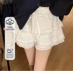 DAZY レース パッチワーク ショートパンツ ホワイト 通年着用 スコート
