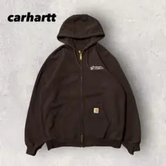 【カーハート】ジップパーカー　茶色　L 企業ロゴ　人気カラー　美品 p