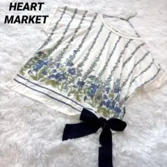 HEART MARKET 花柄　半袖Tシャツ トップス　リボン付き　ホワイト　M