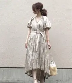 【美品】カーサフライン リネン イレヘム半袖ワンピース　神崎恵さん着用
