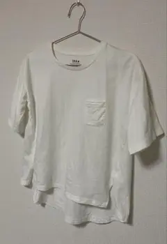 ikka ホワイト 半袖 Tシャツ ポケット付き