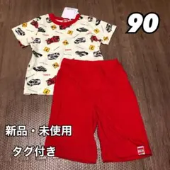 トミカ TOMICA 働く車 パジャマ 半袖上下セット 総柄 赤 90