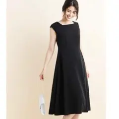 新品❤️デザインネックフォーマルワンピース/黒/入学式/卒業式/オフィス/S