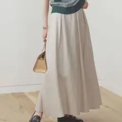 【本日限定セール】BEAMS HEART リネン混ロングスカート ベージュ
