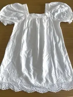 【値下げ】【美品】ホワイト 半袖ワンピース XS/110 GAP