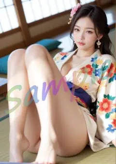NY054【1点物】A4 ポスター AI リアル 写真 グラビア 着物 彼女