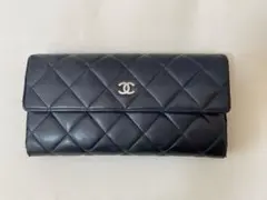 CHANEL マトラッセ ココマーク 長財布 ブラック ラムスキン 黒