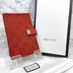 【良品】GUCCI グッチ 手帳ケース GG キャンバス ペンホルダー付