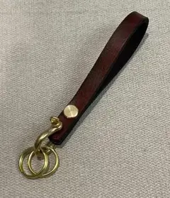 レザーキーホルダー ダークブラウン 2リング
