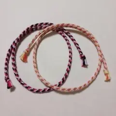 【ハンドメイド】ミサンガ　アンクレット 赤&黒　黄&オレンジ　組み紐