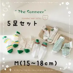 5足セット 15~18cm 夏 メッシュ グリーン 男女兼用 Mサイズ くま