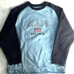 CHAPS ラグランスウェット　グッドカラー　水色　レトロ　ロゴスウェット