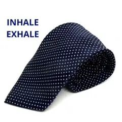 INHALE EXHALE ハンドメイドネクタイ　紺　ドット柄　シルク100%