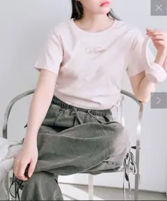 オリーブデオリーブ キラキラ ドロスト Tシャツ トップス ピンク