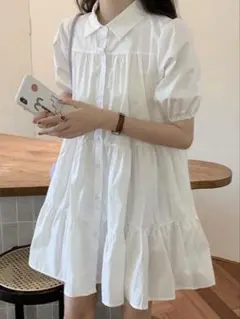 タグ付き✨ グレイル GRL (S) ボリュームティアードシャツワンピース