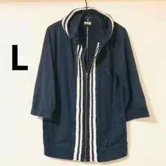 PPFM ダブルジップ パーカー Lサイズ ネイビー ピーピーエフエム