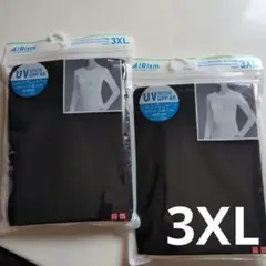 ユニクロAIRism UVカットクルーネック Tシャツ長袖 3XL ブラック
