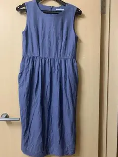 KBF ノースリーブひざ丈ワンピース ブルー
