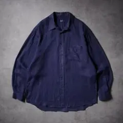 90s~ OLD GAP 無地 リネンシャツ 長袖シャツ ネイビー