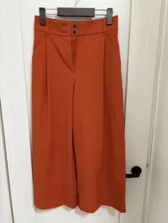 美品　プラステ リネンブレンド ワイドパンツ PLST 麻 オレンジ S