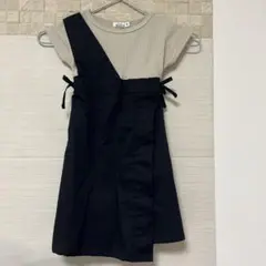 【未使用】ペアマノン ドッキング ワンピース ベージュ 黒 90