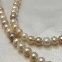 美品✨リアル パール ネックレス 照り強 マルチカラー sterling刻印