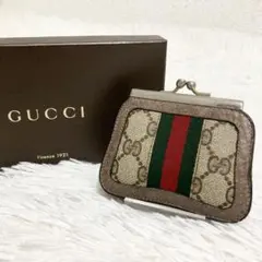 【良品】GUCCI コインケース シェリーライン がま口 PVC バタフライ